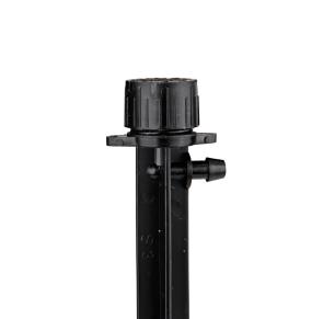 Side view of the half-circle pattern Adjustable Stream Spray Flow Bubbler with 5 in. stake, 1/4 in. barbed inlet, and adjustable dial (Raindrip L155003B, R155CB, R155CT, 15500UB)