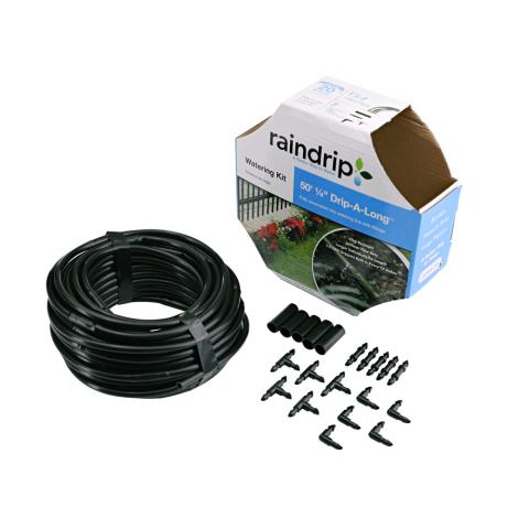 Raindrip R280DT 1/4 inch by 50 foot black Drip-A-Long Kit with fittings