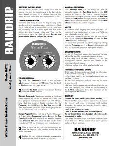 Raindrip R672C Timer Instructions