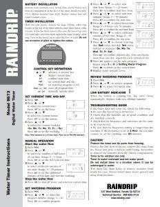 Raindrip R673 Timer Instructions
