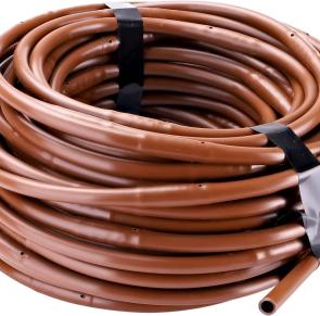 Raindrip 1/4 in. Drip-A-Long® Dripline with 1/2 GPH Non-Pressure Compensating Emitters, 12 in. Spacing, Brown, 50 ft.